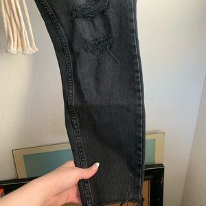 Free people black ripped straight leg jeans